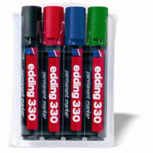 Alkoholos marker készlet, 1-5 mm, vágott, EDDING "330", 4 különböző szín