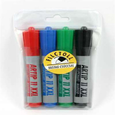 Flipchart marker készlet, 1-3 mm, kúpos, ICO "Artip 11 XXL", 4 különböző szín