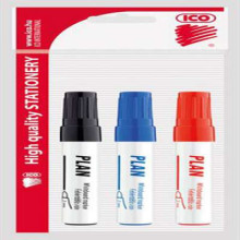 Tábla- és flipchart marker készlet, 1-3 mm, kúpos, ICO "Plan", 3 különböző szín