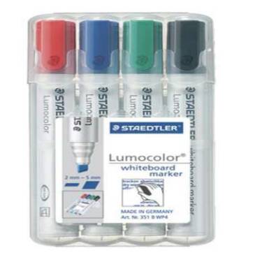 Táblamarker készlet, 2,5 mm, vágott, STAEDTLER "Lumocolor 351 B", 4 különböző szín