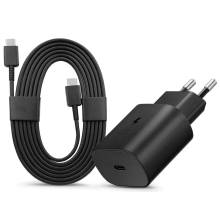 Samsung Samsung gy&aacute;ri h&aacute;l&oacute;zati t&ouml;ltő adapter Type-C bemenettel + 1,8 m-es Type-C -Type-C k&aacute;bel - 25W - EP-TA800EBE + EP-DW767JBE - fekete (ECO csomagol&aacute;s) SAM-0951