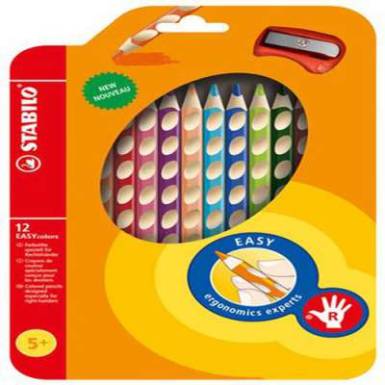 Színes ceruza készlet, háromszögletű, jobbkezes, STABILO "EasyColours", 12 különböző szín Színes ceruza készlet, háromszögletű, jobbkezes, STABILO "EasyColours", 12 különböző szín