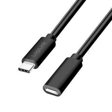 Logilink USB 2.0 Type-C k&aacute;bel, C/M-USB-C/F, PD, fekete, 1 m CU0210