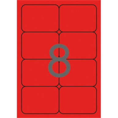 APLI Etikett, 99,1x67,7 mm, színes, kerekített sarkú, APLI, neon piros, 160 etikett/csomag
