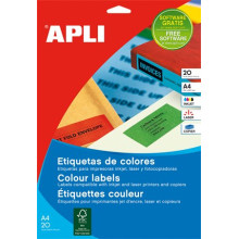 APLI Etikett, 105x148 mm, színes, APLI, zöld, 80 etikett/csomag