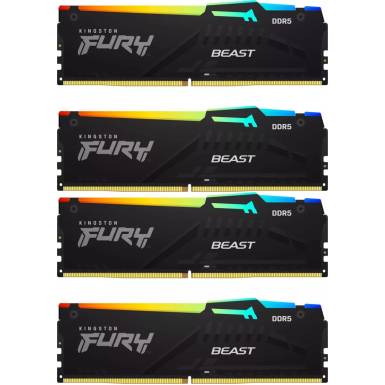 Kingston 128GB DDR5 5200MHz Kit(4x32GB) Fury Beast RGB Black Kingston 128GB DDR5 5200MHz Kit(4x32GB) Fury Beast RGB Black