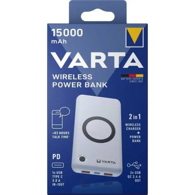 Varta Wireless 15000mAh PowerBank White 57908 101 111 Varta Wireless 15000mAh PowerBank White 57908 101 111