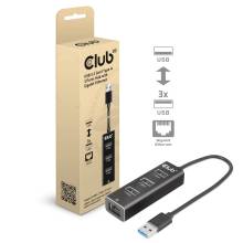 Club3D USB 3.2 Gen1 Type-A 3 Ports Hub with Gigabit Ethernet Black CSV-1430A