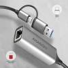 AXAGON ADE-TXCA USB-C + USB-A Gigabit Ethernet Adapter Grey ADE-TXCA