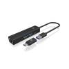 Raidsonic IcyBox IB-HUB1439-LAN 4-Port hub with USB3.2 Gen 1 Type-A or Type-C interface Black IB-HUB1439-LAN