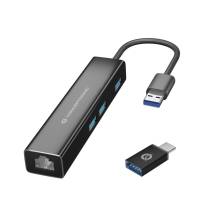 Conceptronic  DONN07BA USB to Gigabit Network Adapter with 3-Port USB Hub Black DONN07BA