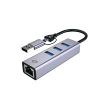 Conceptronic  ABBY25G USB-C to Gigabit Network Adapter with 3-Port USB Hub ABBY25G