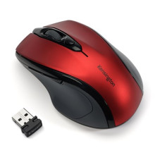 KENSINGTON Egér, vezeték nélküli, optikai, közepes méret, USB, KENSINGTON "Pro Fit", piros