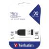 Verbatim 32GB NANO USB Drive with Micro USB (OTG) Adapter Black 49822