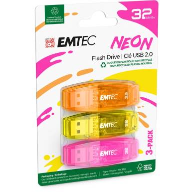 Emtec 32GB C410 Neon USB2.0 Colorful (3db) ECMMD32GC410P3NEO