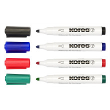 KORES Tábla- és flipchart marker, 3-5 mm, kúpos, KORES "Marka", 4 különböző szín