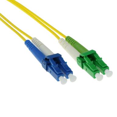 ACT LSZH Singlemode 9/125 OS2 fiber cable duplex with LC/APC and LC/UPC connectors 10m Yellow RL2810