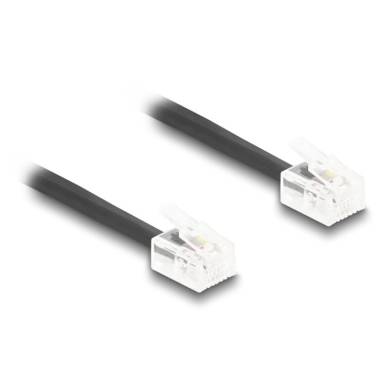 DeLock Telephone Cable / Coiled Cable RJ11 plug to RJ11 plug 2m Black 90202