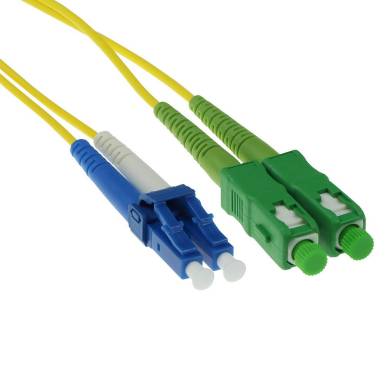 ACT LSZH Singlemode 9/125 OS2 fiber patch cable duplex with SC/APC and LC/UPC connectors 1,5m Yellow RL8851