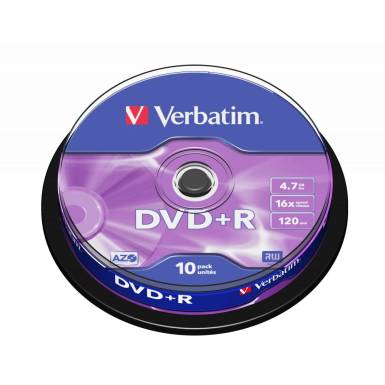 Verbatim DVD+R 4,7Gb 16x Hengeres 10db/csomag (10-es címke) 43498 Verbatim DVD+R 4,7Gb 16x Hengeres 10db/csomag (10-es címke) 43498