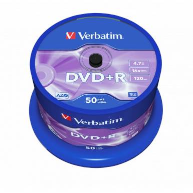 Verbatim DVD+R 4,7Gb 16x Hengeres 50db/csomag (50-es címke) 43550 Verbatim DVD+R 4,7Gb 16x Hengeres 50db/csomag (50-es címke) 43550