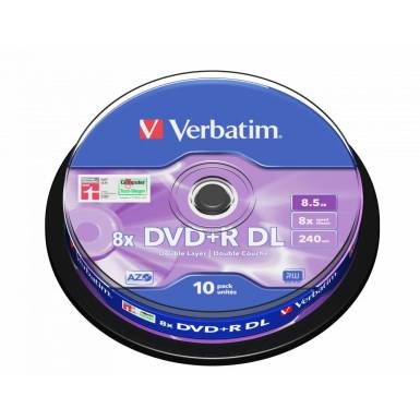 Verbatim DVD+R 8,5Gb 8x Hengeres 10db/csomag (10-es címke) 43666 Verbatim DVD+R 8,5Gb 8x Hengeres 10db/csomag (10-es címke) 43666