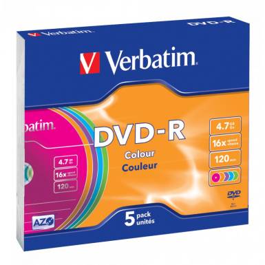 Verbatim DVD-R 4,7Gb 16x Slim 5db/csomag (5-ös címke) 43557 Verbatim DVD-R 4,7Gb 16x Slim 5db/csomag (5-ös címke) 43557