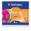 Verbatim DVD-R 4,7Gb 16x Slim 5db/csomag (5-ös címke) 43557
