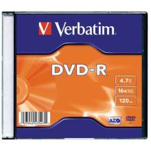 Verbatim DVD-R 4,7Gb 16x Slim tok 1db/csomag (1-es c&iacute;mke) 43547