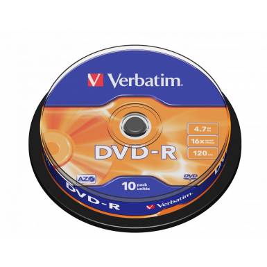 Verbatim DVD-R 4,7Gb 16x Hengeres 10db/csomag (10-ös címke) 43523 Verbatim DVD-R 4,7Gb 16x Hengeres 10db/csomag (10-ös címke) 43523