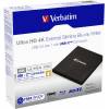 Verbatim Ultra HD 4K External Slimline Blu-ray Writer Black BOX 43888