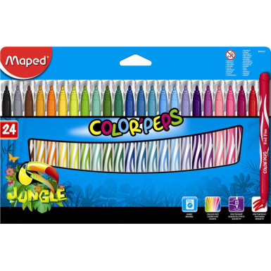 MAPED Filctoll készlet, 2,8 mm, kimosható, MAPED "Color`Peps Jungle", 24 különböző szín