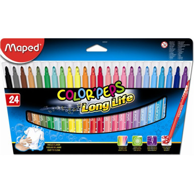 MAPED Filctoll készlet, mosható, MAPED "Color`Peps", 24 különböző szín