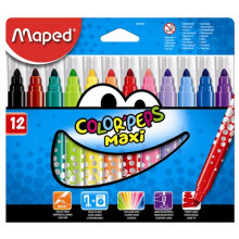 MAPED Filctoll készlet, 1-6 mm, kimosható, vastag, MAPED "Color`Peps Maxi", 12 különböző szín