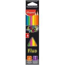 MAPED Színes ceruza készlet, háromszögletű, MAPED "Color`Peps Fluo", 6 különböző szín