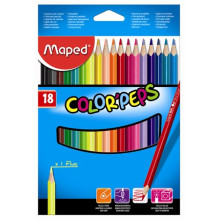 MAPED Színes ceruza készlet, háromszögletű, MAPED "Color`Peps", 18 különböző szín