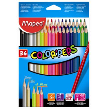 MAPED Színes ceruza készlet, háromszögletű, MAPED "Color`Peps", 36 különböző szín