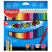 MAPED Színes ceruza készlet, háromszögletű, MAPED "Color`Peps", 24 különböző szín