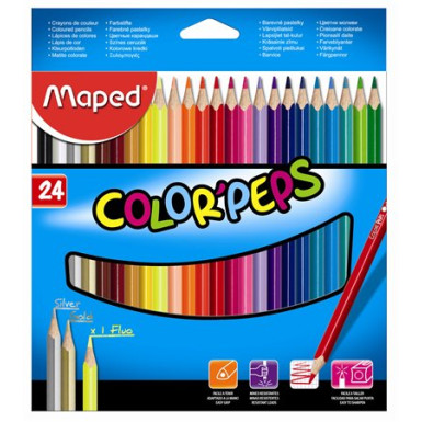 MAPED Színes ceruza készlet, háromszögletű, MAPED "Color`Peps", 24 különböző szín