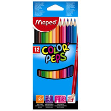 MAPED Színes ceruza készlet, háromszögletű, MAPED "Color`Peps", 12 különböző szín