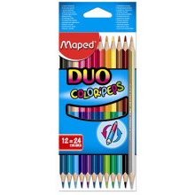 MAPED Színes ceruza készlet, háromszögletű, MAPED "Color`Peps Duo", 12 különböző szín