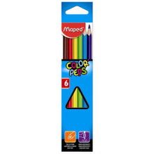 MAPED Színes ceruza készlet, háromszögletű, MAPED "Color`Peps", 6 különböző szín