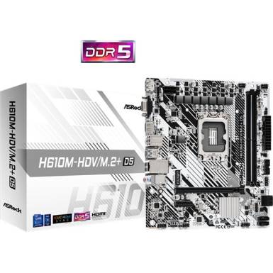 ASROCK Alaplap S1700 H610M-HDV/M.2+ D5 INTEL H610, mATX H610M-HDV/M.2+ D5 ASROCK Alaplap S1700 H610M-HDV/M.2+ D5 INTEL H610, mATX H610M-HDV/M.2+ D5