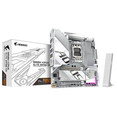 GIGABYTE Alaplap AM5 B850M AORUS ELITE WIFI6E ICE AMD B850, ATX B850M AORUS ELITE WIFI6E ICE GIGABYTE Alaplap AM5 B850M AORUS ELITE WIFI6E ICE AMD B850, ATX B850M AORUS ELITE WIFI6E ICE