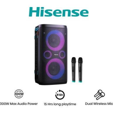 Hisense Party Storm1 300W Bluetooth Speaker + 2 Microphone Black 20016679 Hisense Party Storm1 300W Bluetooth Speaker + 2 Microphone Black 20016679