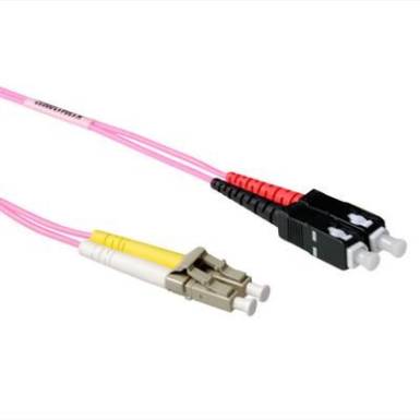 ACT LSZH Multimode 50/125 OM4 fiber cable duplex with LC and SC connectors 1,5m Pink RL8751 ACT LSZH Multimode 50/125 OM4 fiber cable duplex with LC and SC connectors 1,5m Pink RL8751