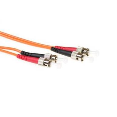 ACT LSZH Multimode 50/125 OM2 fiber cable duplex with ST connectors 50m Orange RL1550