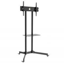 TECHLY  30"-65" Floor Trolley with Shelf Support LCD / LED / Plasma Black 309982