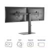 ACT AC8332 Free Standing Gas Spring Dual Monitor Arm Office Crossbar 10"-27" Black AC8332