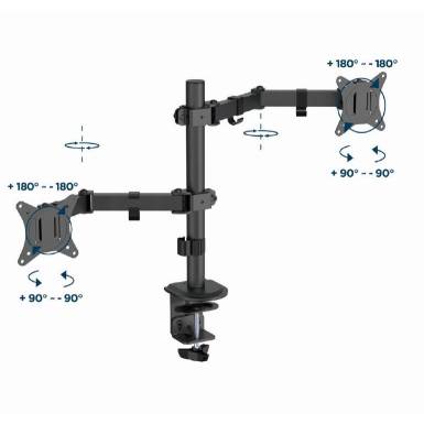 Gembird MA-D2-03 Adjustable desk mounted double monitor arm 17”-32” Black MA-D2-03 Gembird MA-D2-03 Adjustable desk mounted double monitor arm 17”-32” Black MA-D2-03